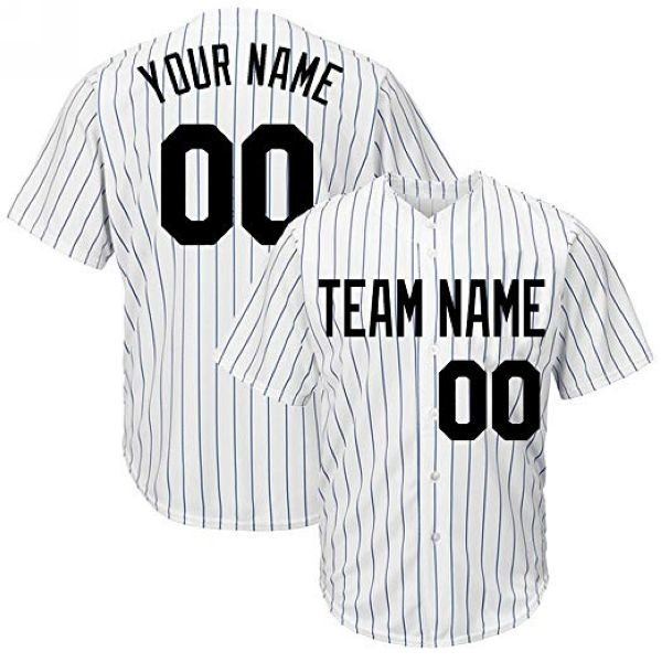 Custom Baseball Jersey Embroidered Your Names and Numbers – Pinstripe(White/Black)