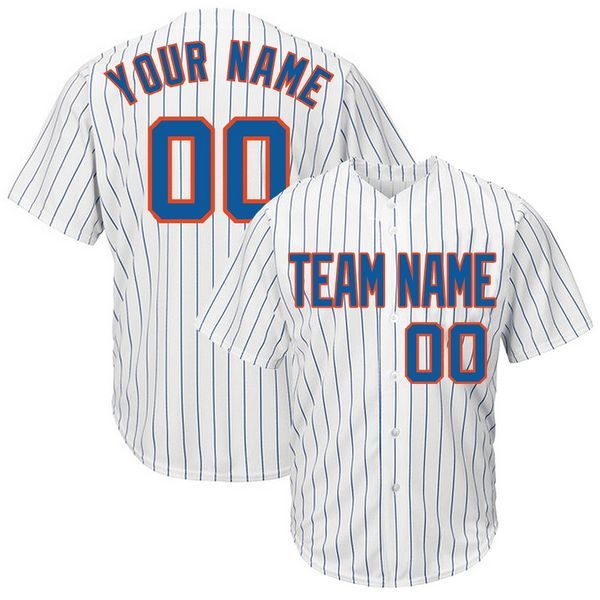 Custom Baseball Jersey Embroidered Your Names and Numbers – Pinstripe(White/Royal)