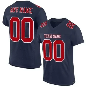 Custom Football Jersey Embroidered Your Names and Numbers – Navy/Red/White