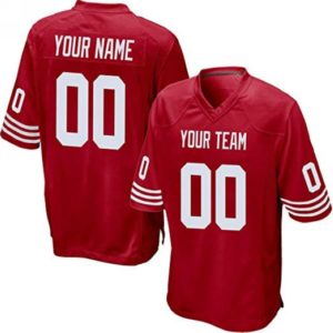 Custom Football Jersey Embroidered Your Names and Numbers – Red(Sleeve Stripe)