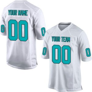 Custom Football Jersey Embroidered Your Names and Numbers – White/Aqua