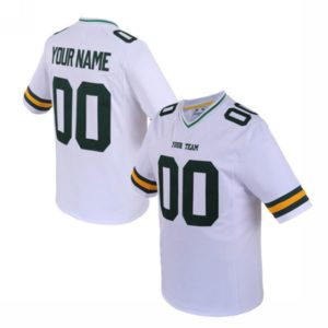 Custom Football Jersey Embroidered Your Names and Numbers – White/Green/Yellow