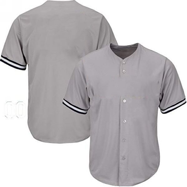 Youth & Adult Gray Button Front Baseball Jersey - Blank Jerseys