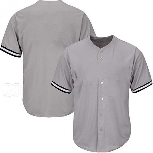 Adult Gray Button Front Baseball Jersey 