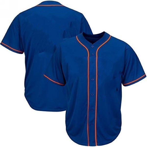 Youth & Adult Royal/Orange Full Button Baseball Jersey