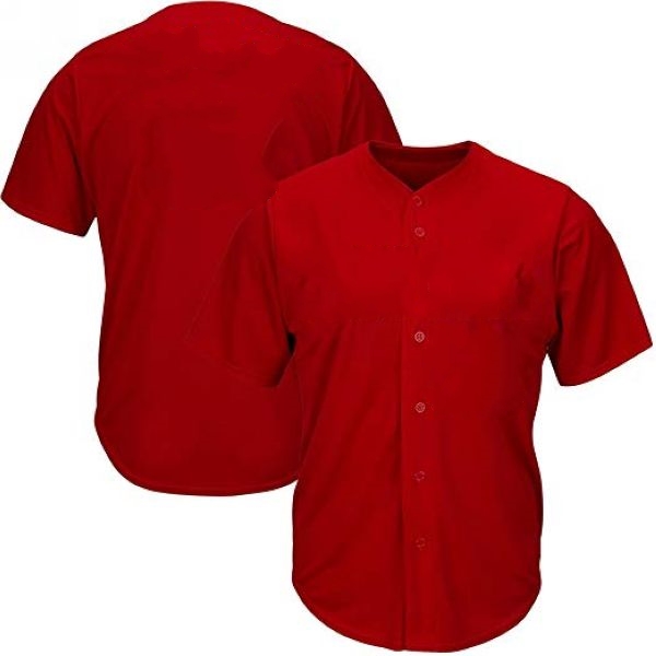 Youth & Adult Red Button Front Baseball Jersey - Blank Jerseys