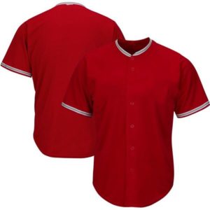 Youth & Adult Red Button Front  Baseball Sleeve Stripe Jersey