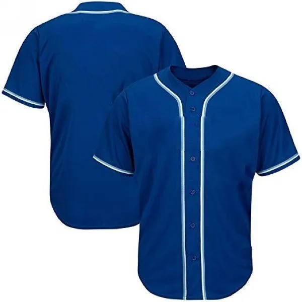 Youth & Adult Royal Full Button Baseball Jersey - Blank Jerseys