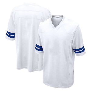 Youth & Adult White Football Sleeve Blue Stripe Jersey
