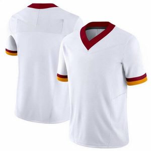 Youth & Adult White Football Jersey Burgundy Neck
